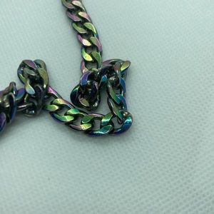 Different colors in necklace Has hook & is 20” long opened up Unisex